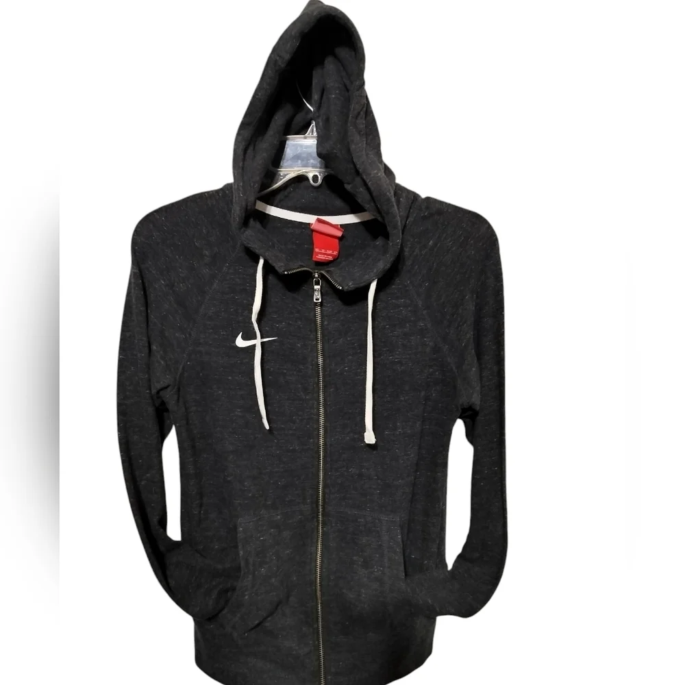 3026) Vintage NIKE Women Gray Full Zip Training Hoodie Size XS